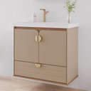 Ver imagem 5 de Gabinete para Banheiro 80cm com 2 Portas 1 Gaveta e Cuba de Embutir Trancoso Marrom/Cappuccino