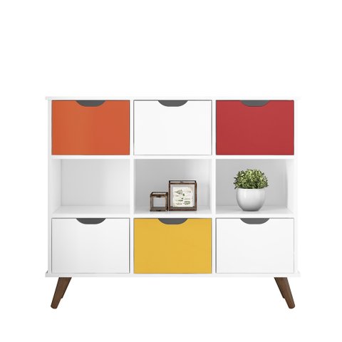 Nicho Organizador Lila Retrô c/ 6 Gavetas Branco/Colorido - Mercado dos Móveis