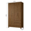 Ver imagem 3 de Guarda-Roupa Solteiro Chile 4 Portas e 2 Gavetas Moval Castanho Wood