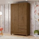 Ver imagem 1 de Guarda-Roupa Solteiro Chile 4 Portas e 2 Gavetas Moval Castanho Wood