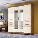 Ver imagem 1 de Guarda-Roupa Casal 6 Portas 4 Gavetas com Espelho Aracajú Moval Castanho Wood/Baunilha