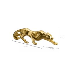Escultura Estátua Decorativa Enfeite Pantera Ataque 37x10 Cm:dourado - 3