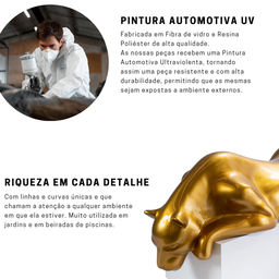 Escultura Estátua Decorativa Enfeite Pantera Ataque 37x10 Cm:dourado - 4