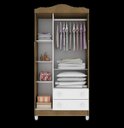 Ver imagem 2 de Guarda-Roupa Infantil 3 Portas 2 Gavetas Ariel Carolina Móveis Amadeirado/Branco