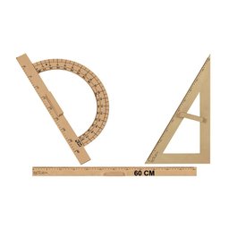 Kit Geométrico do Professor Mdf Com Régua 60 cm 1 Transferidor 180 Graus e 1 Esquadro 30º/60º Graus  - 6