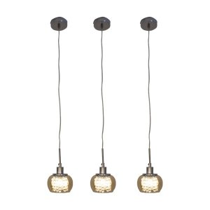 Lustre Pendente Ohad 12cm Âmbar Cristal Legítimo Kit com 3