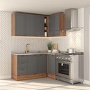 Ver imagem 1 de Armário de Cozinha Completa C Balcão Milla Whisper Carraro Nogal Cinza Titânio
