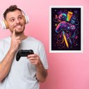 Ver imagem 1 de Quadro Quarto Adolescente Gamer 24x18cm:moldura Branca