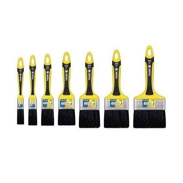 KIT 7 PINCEL TRINCHA PREMIUM SINTETICO PRETO 919 3/4-4 TIGRE ...