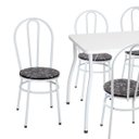 Ver imagem 2 de Mesa com 6 Cadeiras Branca 117x70 Assento Preto Floral - Fil Móveis