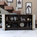 Ver imagem 2 de Balcão Buffet Balneário Camboriú 4 Portas 2 Prateleiras Off White/dourado - Panorama Móveis