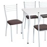 Mesa com 6 Cadeiras Branca 117x70 Assento Marrom - Fil Móveis - 2