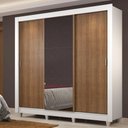 Ver imagem 3 de Guarda Roupa Casal Madesa Lyon Plus 3 Portas de Correr com Espelho 4 Gavetas com Pés - Branco/