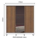 Ver imagem 4 de Guarda Roupa Casal Madesa Lyon Plus 3 Portas de Correr com Espelho 4 Gavetas com Pés - Branco/