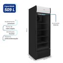 Ver imagem 3 de Refrigerador Expositor Vertical Hq 509 Litros Porta de Vidro Duplo Iluminação LED Preto Hq-509REVPVX