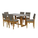 Ver imagem 2 de Conjunto Sala de Jantar 6 Lugares Retangular com Tampo de Vidro Mesa Filadélfia Cadeiras Miami Marrom/Cerejeira/Café/Off White