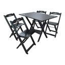 Ver imagem 6 de Kit 4 Conjuntos Mesa Dobrável Madeira 110x70 com 4 Cadeiras Personalizada Hei Preta - Cor: Preto