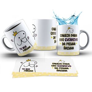 Caneca 325ml Flork Dia da Mães Uso Exclusivo da Minha Rainha Cor:amarelo