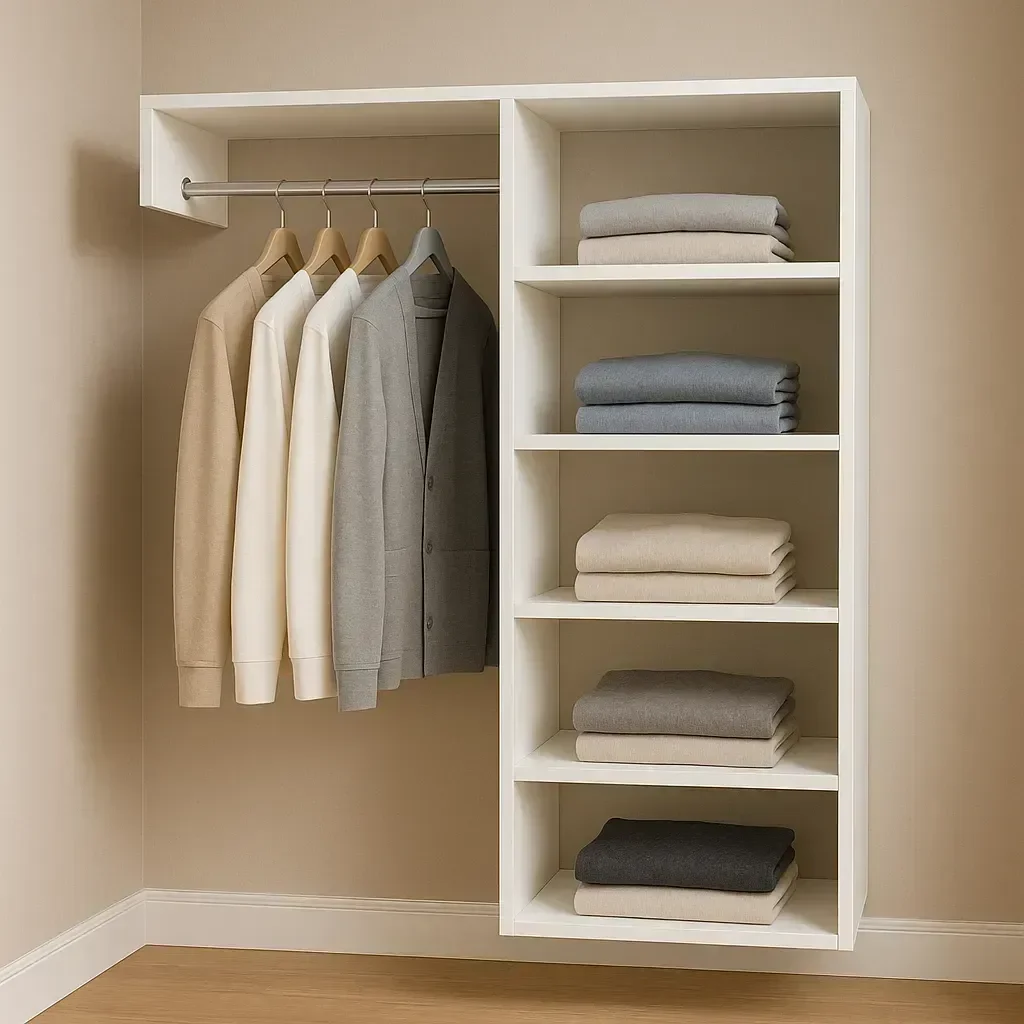 Closet Armário Nicho Estante Supenso de Parede Aberto com Cabide Mdf Branco - 1