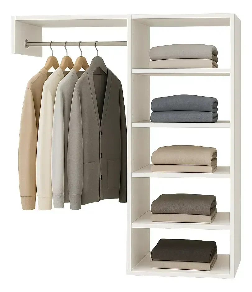 Ver imagem 3 de Closet Armário Nicho Estante Supenso de Parede Aberto com Cabide Mdf Branco
