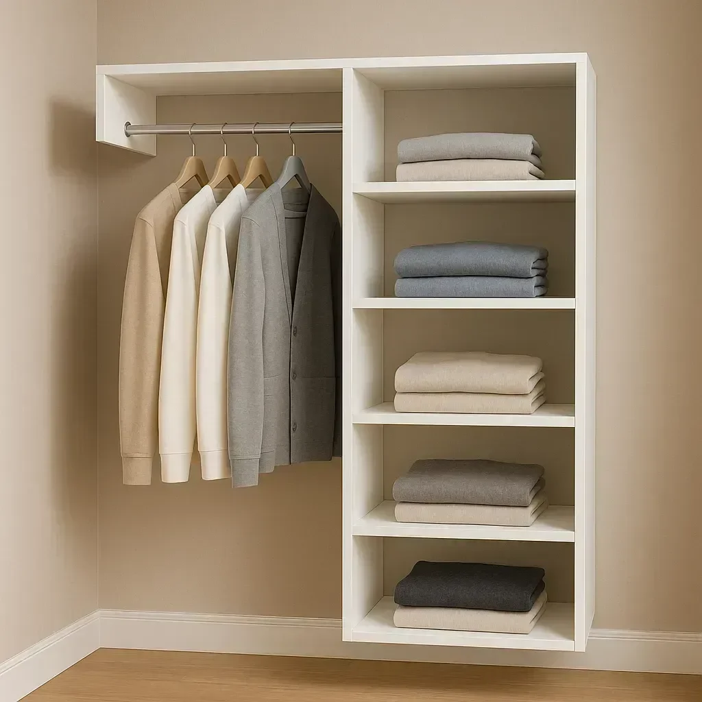 Closet Armário Nicho Estante Supenso de Parede Aberto com Cabide Mdf Branco