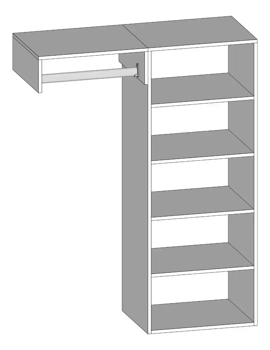 Ver imagem 4 de Closet Armário Nicho Estante Supenso de Parede Aberto com Cabide Mdf Branco