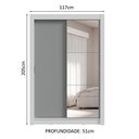 Ver mais imagens de Guarda-roupa Solteiro 2 Portas de Correr com Espelho 4 Gavetas Branco/cinza Vivare Plus Madesa