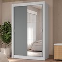 Ver imagem 1 de Guarda-roupa Solteiro 2 Portas de Correr com Espelho 4 Gavetas Branco/cinza Vivare Plus Madesa