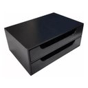 Ver imagem 3 de Suporte Monitor em Madeira com 2 Gavetas Ergonomia e Organização Cor Preto