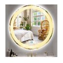 Ver imagem 2 de Espelho Jateado Redondo Iluminado com Led Quente e Touch 80cm