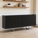 Ver imagem 1 de Aparador Buffet para Sala de Jantar 4 Portas 180cm Pés Industrial Alina N01 Preto Champanhe Lyam Dec
