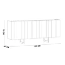 Ver imagem 4 de Aparador Buffet para Sala de Jantar 4 Portas 180cm Pés Industrial Alina N01 Preto Champanhe Lyam Dec