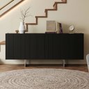 Ver imagem 2 de Aparador Buffet para Sala de Jantar 4 Portas 180cm Pés Industrial Alina N01 Preto Champanhe Lyam Dec