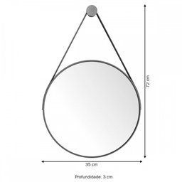 Espelho Decorativo Castanheira 35cm Preto - Jb Bechara - 3