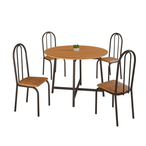Conjunto Sala de Jantar 90cm Ilhabela 4 Cad Preto C/ Jambo