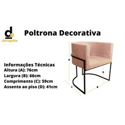 Poltrona Decorativa Luna Preto/dourado - 3