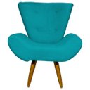 Ver imagem 2 de POLTRONA DECORATIVA PARA SALA EMILIA SUEDE AZUL TURQUESA PÉ CASTANHO – CLIQUE E DECORE