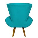 Ver imagem 4 de POLTRONA DECORATIVA PARA SALA EMILIA SUEDE AZUL TURQUESA PÉ CASTANHO – CLIQUE E DECORE