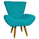 Ver imagem 1 de POLTRONA DECORATIVA PARA SALA EMILIA SUEDE AZUL TURQUESA PÉ CASTANHO – CLIQUE E DECORE
