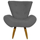 Ver imagem 2 de POLTRONA DECORATIVA PARA SALA EMILIA SUEDE CINZA PÉ CASTANHO – CLIQUE E DECORE
