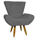 Ver imagem 1 de POLTRONA DECORATIVA PARA SALA EMILIA SUEDE CINZA PÉ CASTANHO – CLIQUE E DECORE