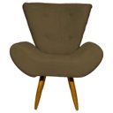 Ver imagem 2 de POLTRONA DECORATIVA PARA SALA EMILIA SUEDE MARROM PÉ CASTANHO – CLIQUE E DECORE