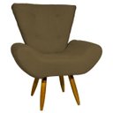 Ver imagem 1 de POLTRONA DECORATIVA PARA SALA EMILIA SUEDE MARROM PÉ CASTANHO – CLIQUE E DECORE
