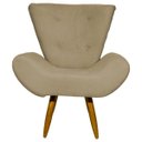 Ver imagem 2 de POLTRONA DECORATIVA PARA SALA EMILIA SUEDE NUDE PÉ CASTANHO – CLIQUE E DECORE