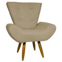 Ver imagem 1 de POLTRONA DECORATIVA PARA SALA EMILIA SUEDE NUDE PÉ CASTANHO – CLIQUE E DECORE