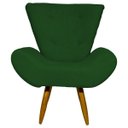 Ver imagem 2 de POLTRONA DECORATIVA PARA SALA EMILIA SUEDE VERDE PÉ CASTANHO – CLIQUE E DECORE