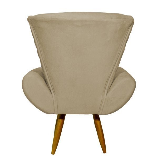 KIT 2 POLTRONAS DECORATIVAS PARA SALA EMILIA SUEDE NUDE PÉ CASTANHO – CLIQUE E DECORE - 5