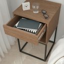 Ver mais imagens de Mesa de Cabeceira com Gaveta Estilo Industrial Nicho MDF Base em Aço Metalon Freijó/Preto Lh Móveis