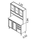 Ver imagem 3 de Armário de Cozinha 6 Portas 3 de Vidro 2 Gavetas Regina Itatiaia
