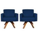 Ver imagem 1 de Kit 2 Poltronas Decorativas para Sala Hope Base Giratória Suede - Clique e Decor